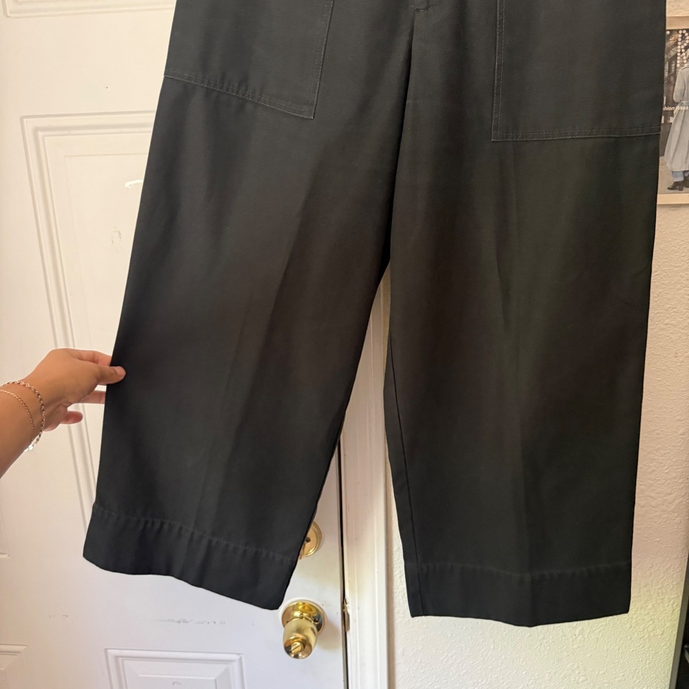 BASSIKE black wide leg cotton balloon barrel croppers trousers pants - Picture 2 of 7